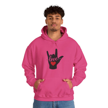 I Love You Sign Language Hoodie | ASL Love Heart Hooded Sweatshirt