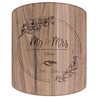 Mrs & Mrs Hardwood Oval Cutting Board