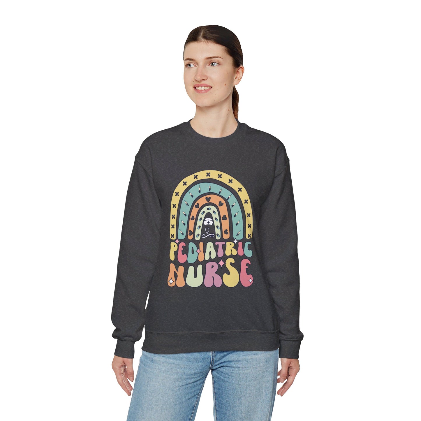 Pediatric Nurse Rainbow Unisex Heavy Blend™ Crewneck Sweatshirt