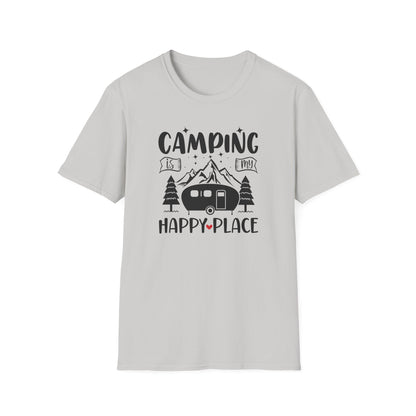 Camping Is My Happy Place – Unisex Softstyle Adventure T-Shirt for Outdoor Lovers