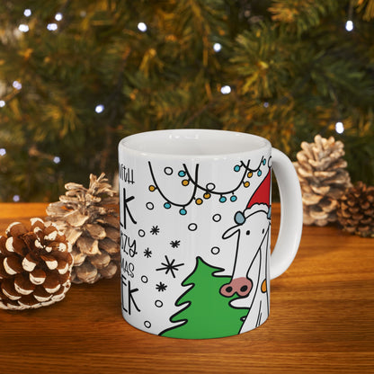 Christmas Cow Mug – "Coffee with Milk For Cozy Christmas Week" – Perfect Gift for Coffee Lovers! Microwave & Dishwasher Saf