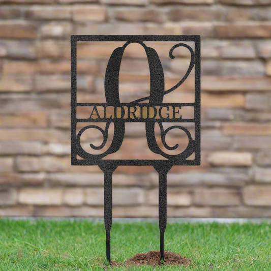 Square Stake Monogram - Steel Sign