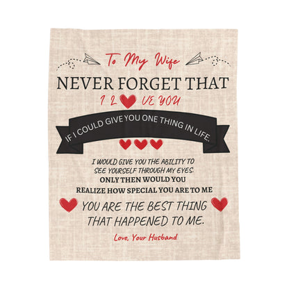 To My Wife Velveteen Blanket