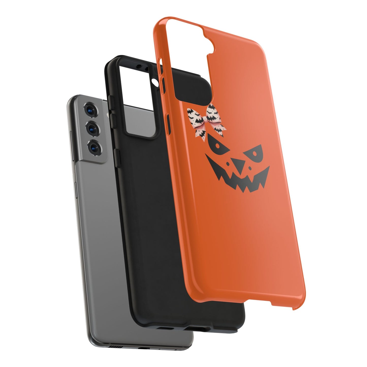 Pumpkin with Bat Bow Tough Phone Cases