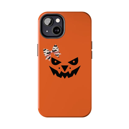 Pumpkin with Bat Bow Tough Phone Cases