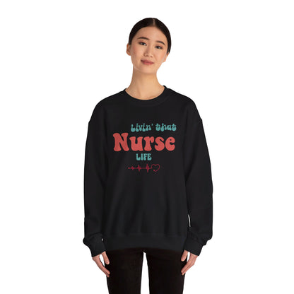 Livin' That Nurse Life Red Unisex Heavy Blend™ Crewneck Sweatshirt