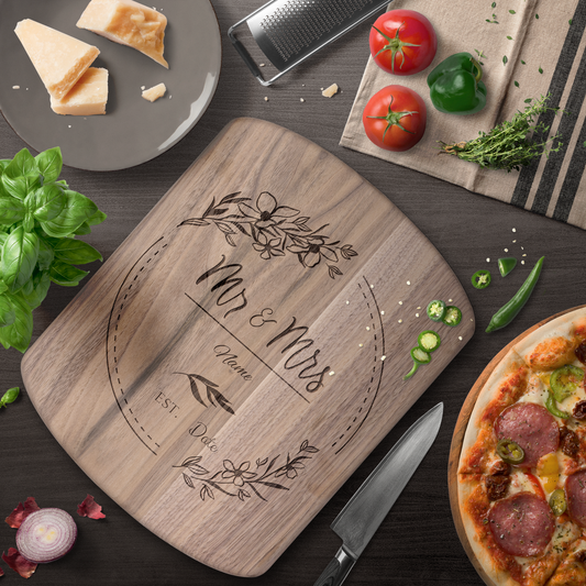 Mrs & Mrs Hardwood Oval Cutting Board