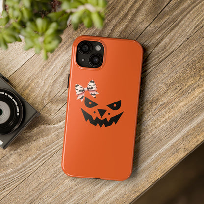 Pumpkin with Bat Bow Tough Phone Cases