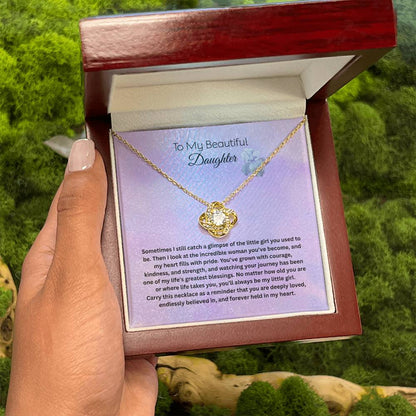 To My Beautiful Daughter Love Knot Necklace | Gift for Daughter from Mom or Dad | Inspirational Daughter Necklace | Birthday, Graduation &amp; Christmas Gift