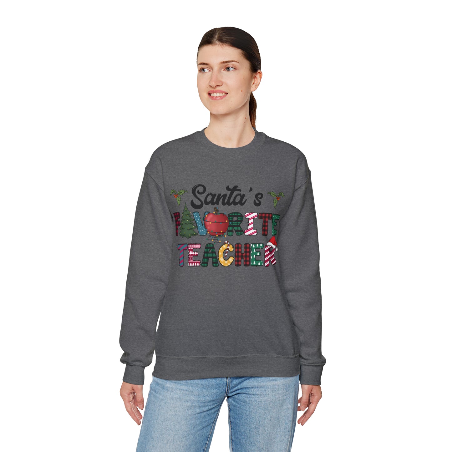 Santa's Favorite Teacher Unisex Heavy Blend™ Crewneck Sweatshirt