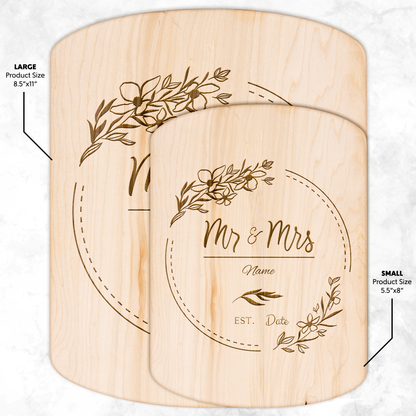 Mrs & Mrs Hardwood Oval Cutting Board