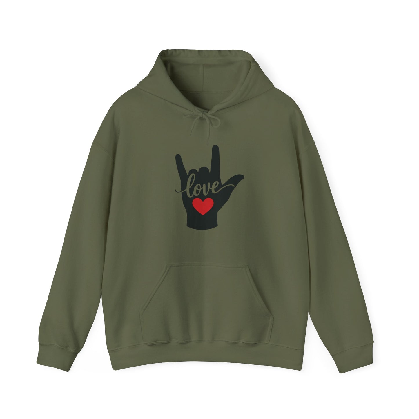 I Love You Sign Language Hoodie | ASL Love Heart Hooded Sweatshirt