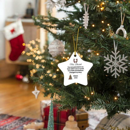 Personalized Teacher Star Ornament – “You Saw Potential in Me” Keepsake