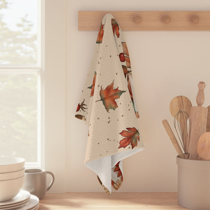 Fall Leaves and Pumpkins Microfiber Tea Towel