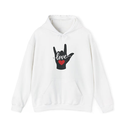 I Love You Sign Language Hoodie | ASL Love Heart Hooded Sweatshirt