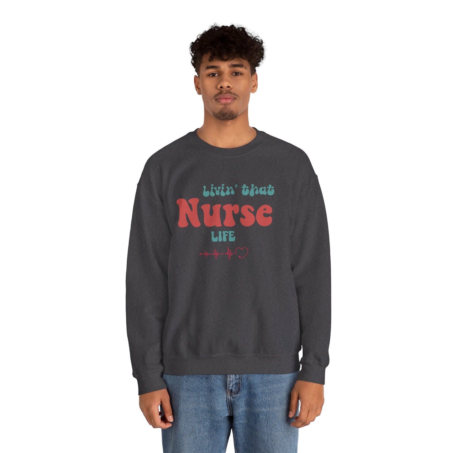 Livin' That Nurse Life Red Unisex Heavy Blend™ Crewneck Sweatshirt