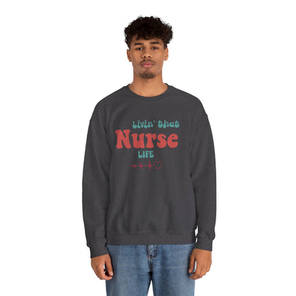 Livin' That Nurse Life Red Unisex Heavy Blend™ Crewneck Sweatshirt