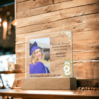 Personalized Graduation Acrylic Plaque - Custom LED Gift for Graduates