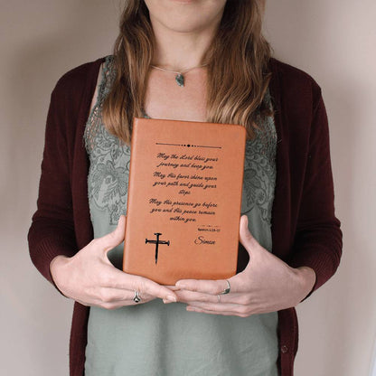 Personalized Christian Leather Journal – Numbers 6:24-27 Blessing Notebook | Graduation Gift, Birthday Gift, Faith Journal, Vegan Leather Journal