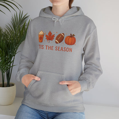 'Tis The Season Fall Hoodie - Autumn Pumpkin Spice Football Unisex Sweatshirt