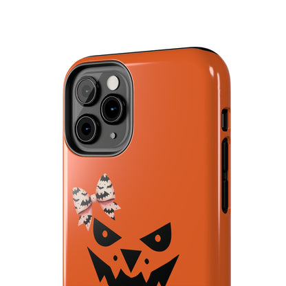 Pumpkin with Bat Bow Tough Phone Cases