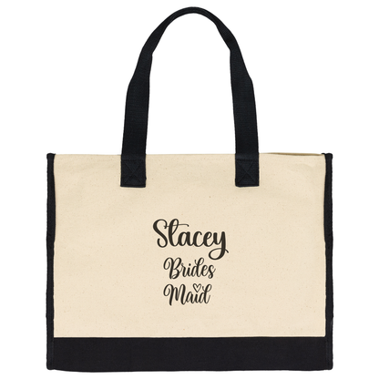 Premium Cotton Tote Bag-Personalized with Name & Bridal Party Title-Style 1