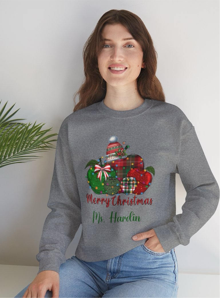 Persoanlized Merry Christmas Teacher Crewneck Sweatshirt