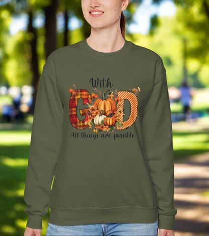 Pumpkin Sweatshirt for Fall with Inspirational Saying