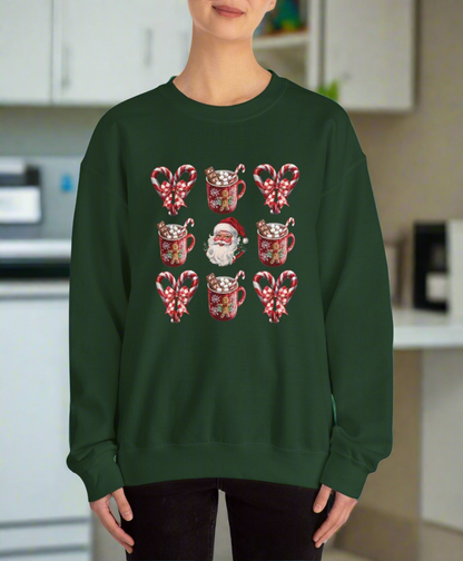 Festive Comfort Santa & Cocoa Holiday Sweatshirt Unisex Heavy Blend™ Crewneck Sweatshirt