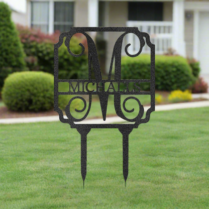 Vine Stake Monogram - Steel Sign