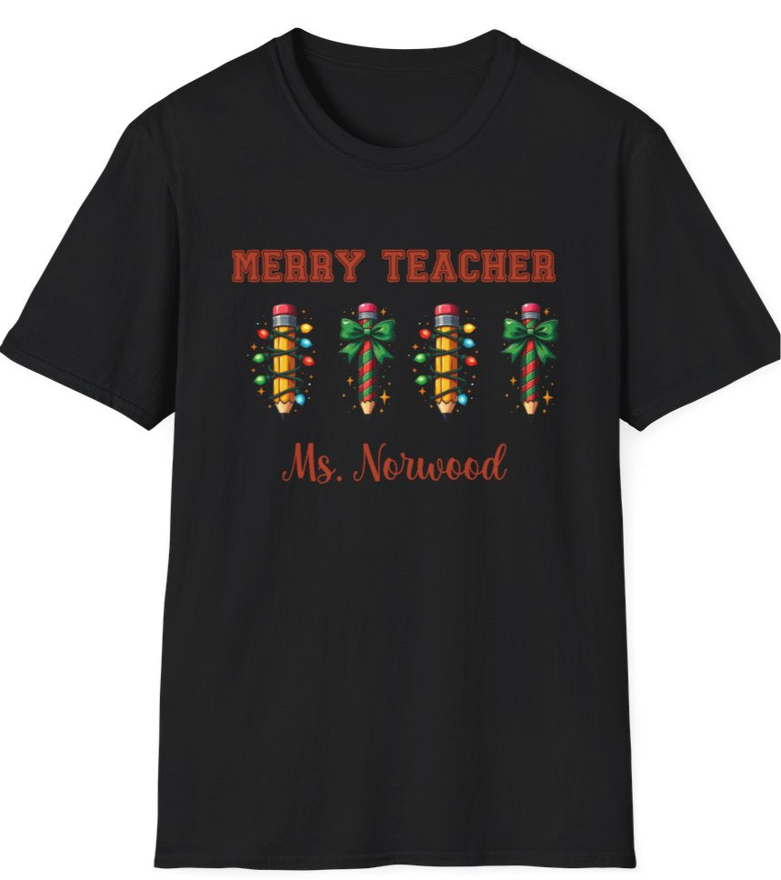 Merry Teacher Personalized Softstyle T-Shirt