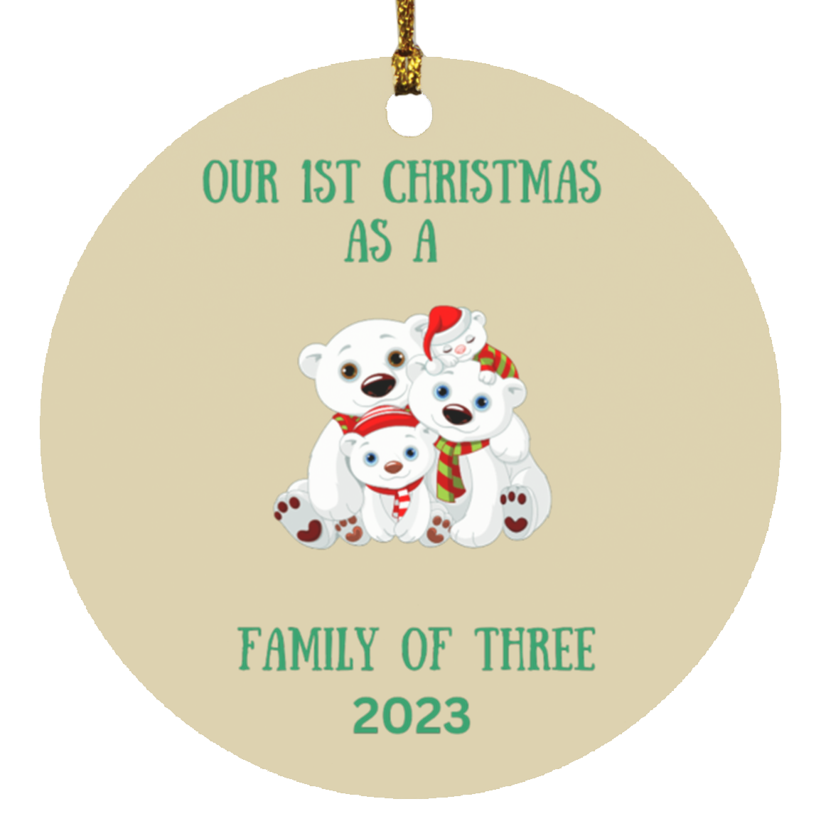 Our 1st Christmas as a Family of Three Bears Circle Ornament