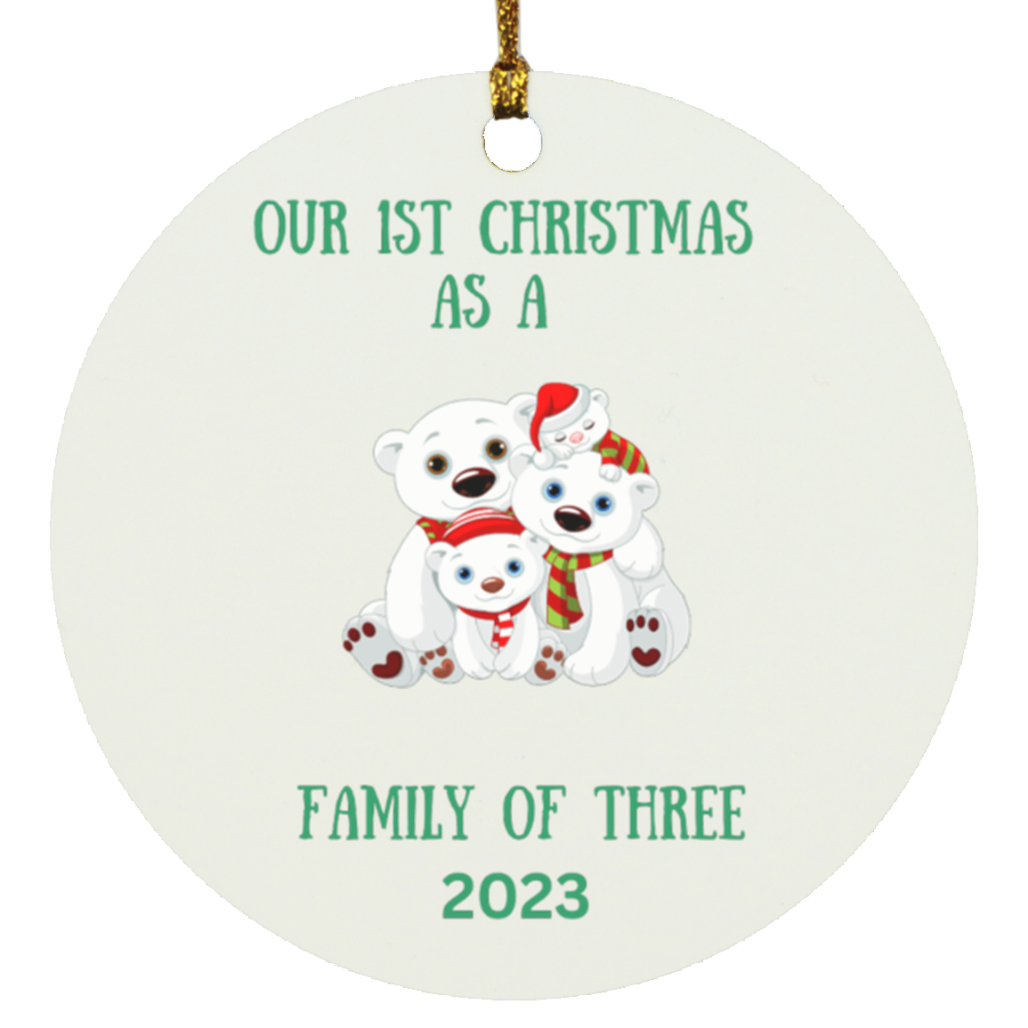 Our 1st Christmas as a Family of Three Bears Circle Ornament