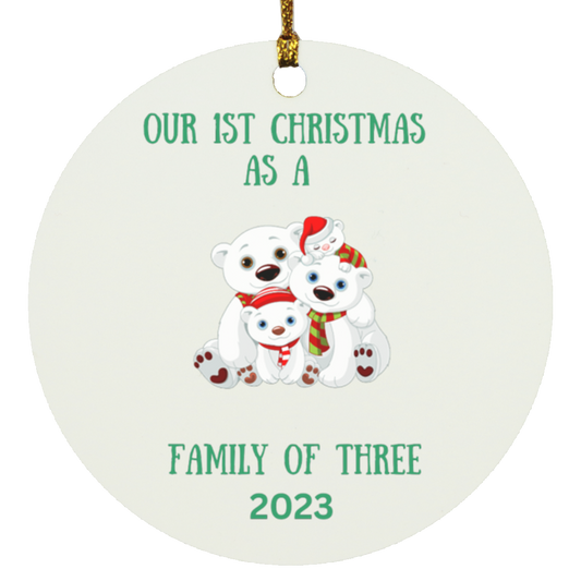 Our 1st Christmas as a Family of Three Bears Circle Ornament