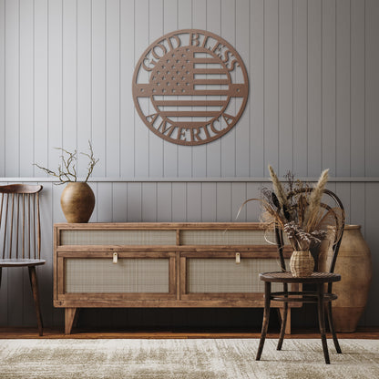 God Bless America Patriotic Metal Wall Art - Premium Sign