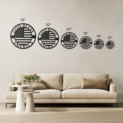 God Bless America Patriotic Metal Wall Art - Premium Sign