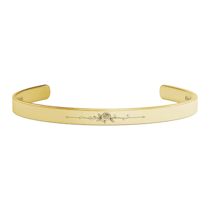 Inspirational Cuff Bracelet - "Braver, Stronger, Smarter" Engraved Stainless Steel in Gold, Rose Gold, Silver