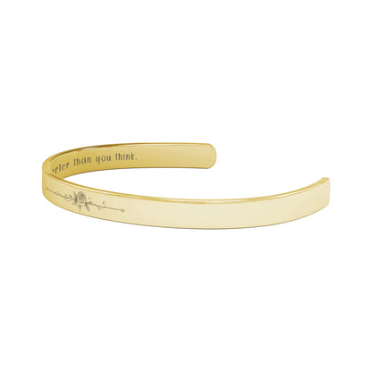 Inspirational Cuff Bracelet - "Braver, Stronger, Smarter" Engraved Stainless Steel in Gold, Rose Gold, Silver