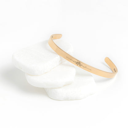 Inspirational Cuff Bracelet - "Braver, Stronger, Smarter" Engraved Stainless Steel in Gold, Rose Gold, Silver