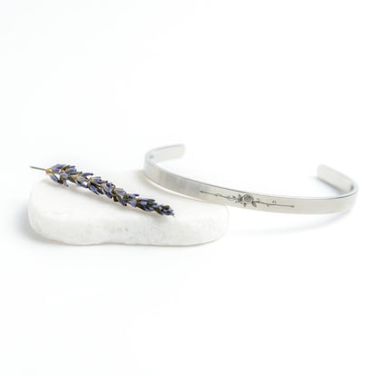 Inspirational Cuff Bracelet - "Braver, Stronger, Smarter" Engraved Stainless Steel in Gold, Rose Gold, Silver