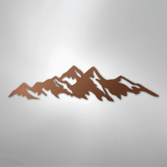 Mountain Range Metal Wall Art — Copper Powder Coated Steel Sign, Nature Decor for Home, Cabin, or Outdoor Living