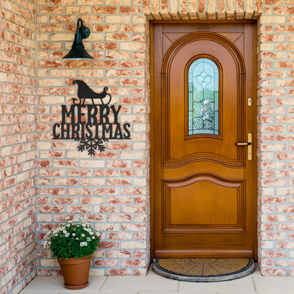 Merry Christmas Sled Metal Wall Art