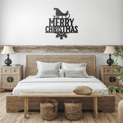 Merry Christmas Sled Metal Wall Art