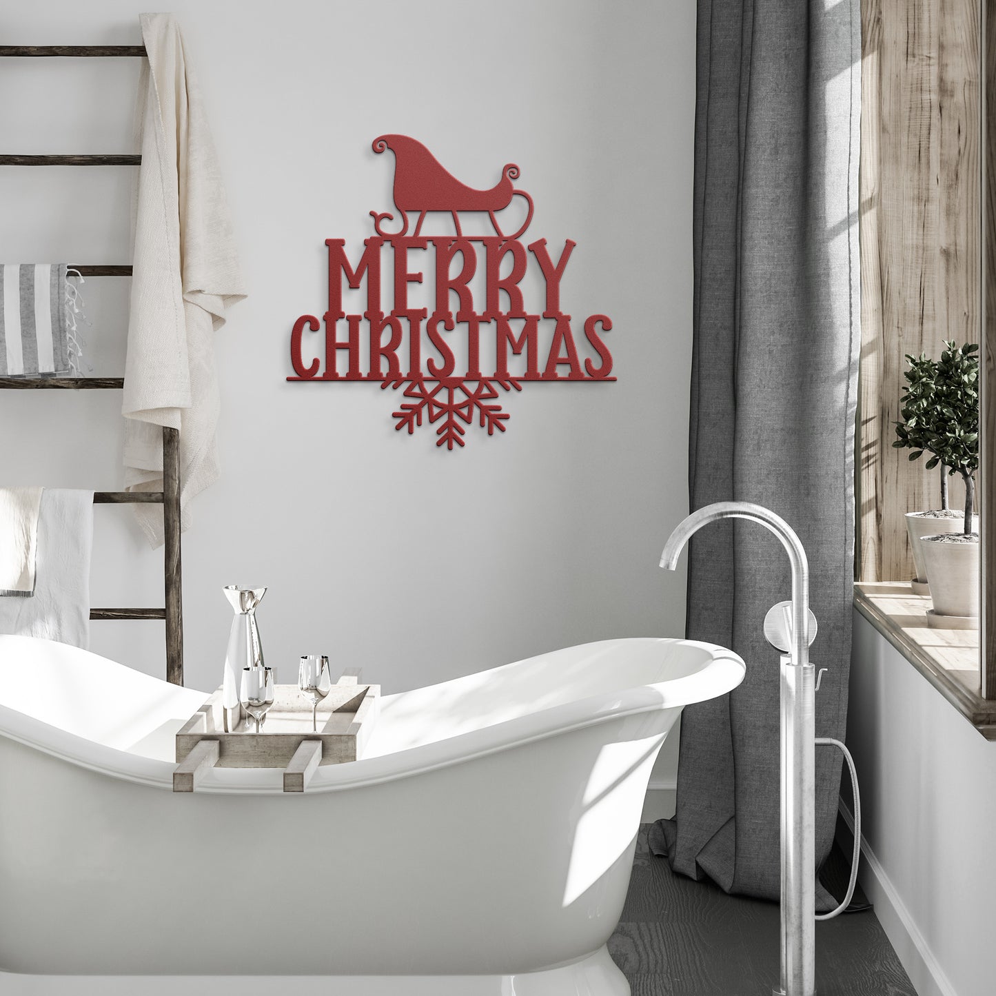 Merry Christmas Sled Metal Wall Art