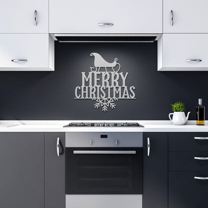 Merry Christmas Sled Metal Wall Art