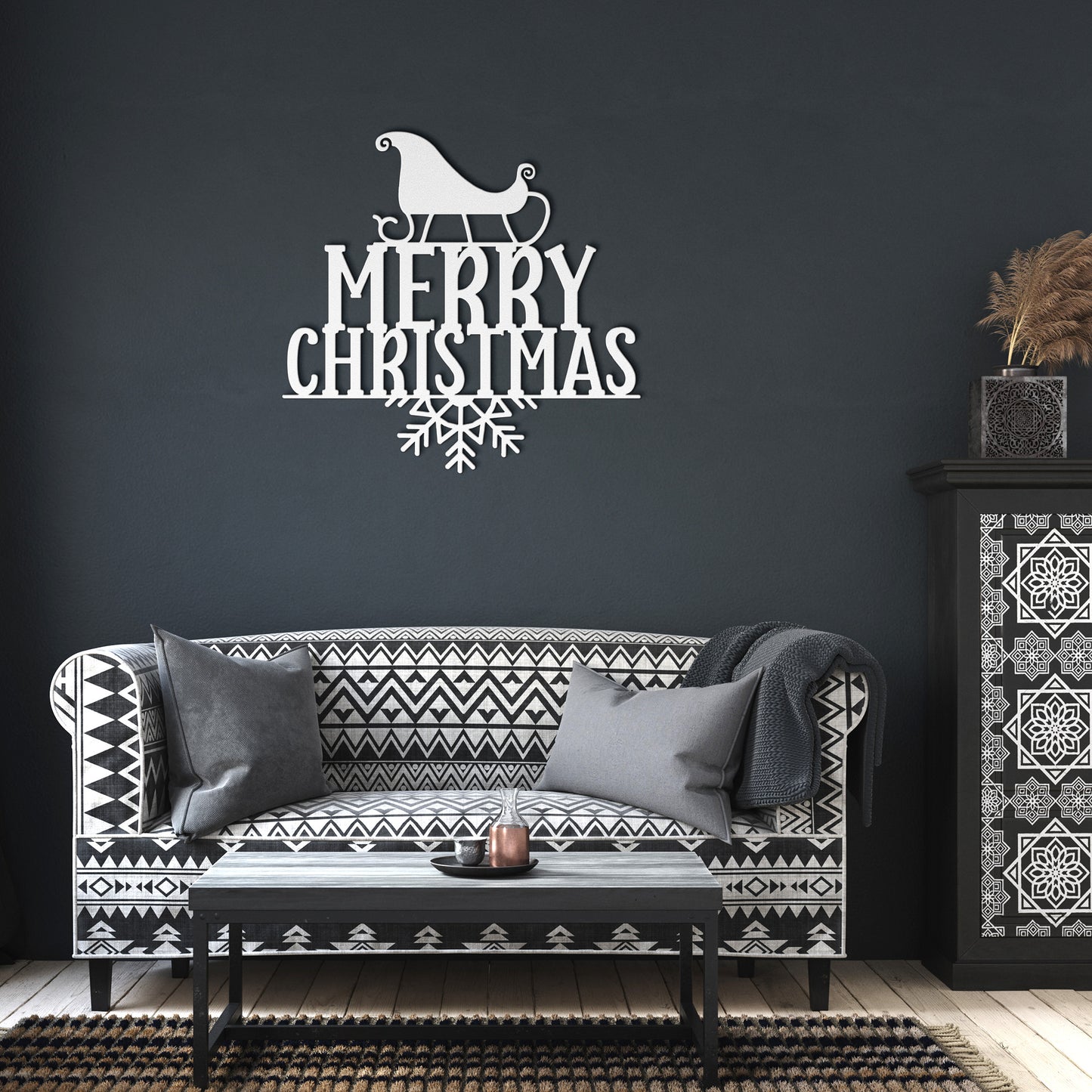 Merry Christmas Sled Metal Wall Art