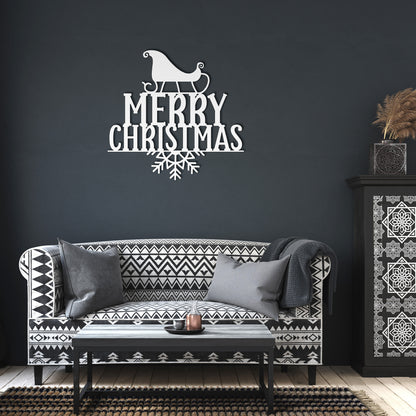 Merry Christmas Sled Metal Wall Art