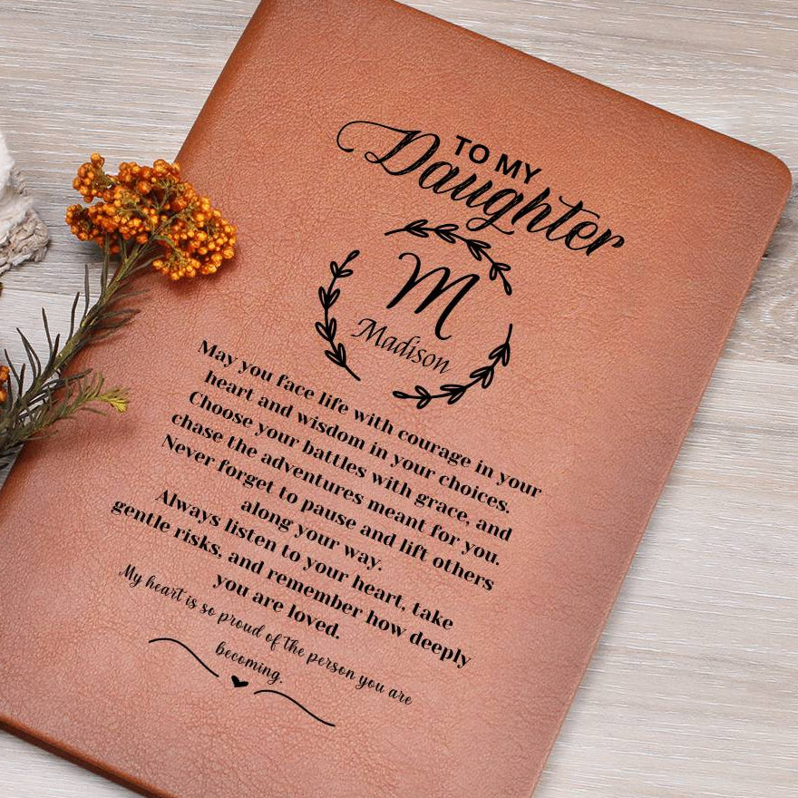 To My Daughter Journal – Personalized Vegan Leather Journal Gift for College, High School Senior
