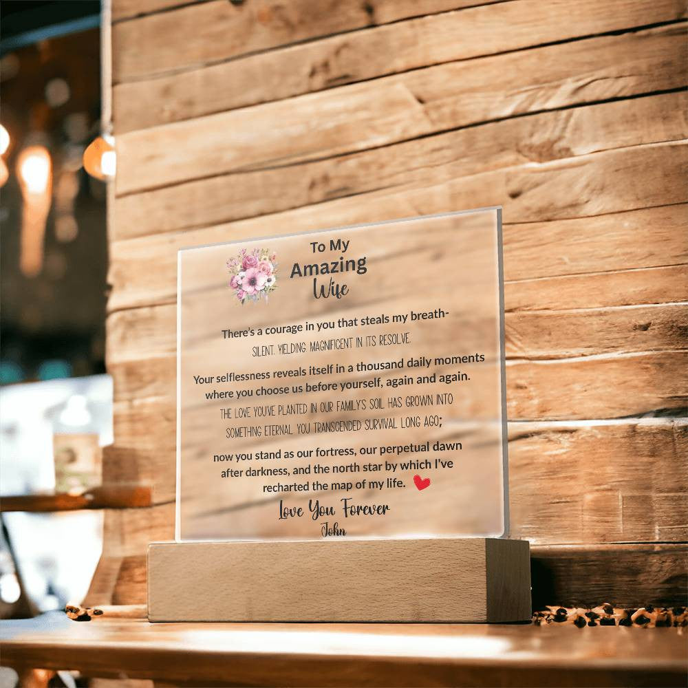 To My Amazing Wife - LED Acrylic Plaque with Heartfelt Message