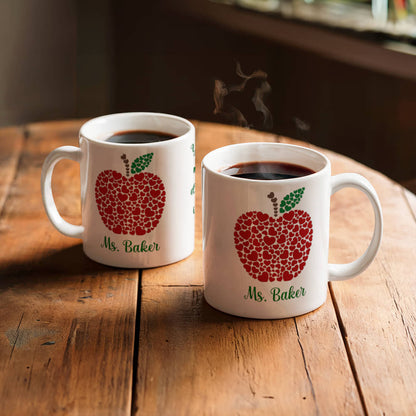 Teacher Appreciation Mug - Heartfelt Apple Design, Perfect Gift for Educators White Ceramic Mug